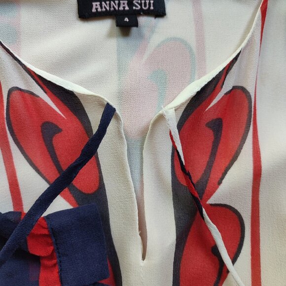 Vintage Anna Sui Silk chiffon midi dress/ bohemian garden core fairy core - Picture 8 of 10